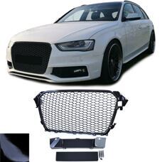 Grill RS4 Look Audi A4 B8 8K Facelift 2011-15 Schwarz Glanz Waben Gitter Kühlergrill