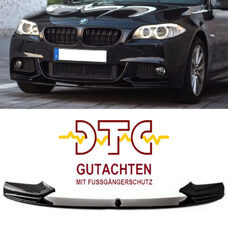 Frontspoiler P-Typ Schwarz Glanz BMW 5er F10 F11 M-Paket Frontlippe + DTC FUSSGÄNGERSCHUTZ GUTACHTEN