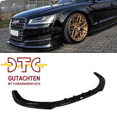 Frontspoiler V.1 Audi S8 D4 Facelift Maxton Schwarz Glanz DTC Gutachten Fussgängerschutz Frontlippe