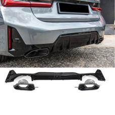 Diffusor M340i Schwarz Glanz Endrohre Auspuffblenden BMW 3er G20 G21 M-Paket LCI Facelift