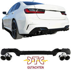 Diffusor P-Type 4-Rohr DTC CH-Gutachten Schwarz Glanz Endrohre Auspuffblenden Chrom BMW 3er G20 G21 318i