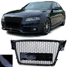 Grill RS4 Look Audi A4 B8 8K 2007-11 Schwarz Glanz Waben Gitter Kühlergrill