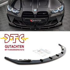 Frontspoiler V.1 Maxton Schwarz Glanz Gutachten Fussgängerschutz BMW M4 G82 G83 M3 G80 G81 Frontlippe