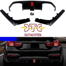 Diffusor VRS-Type mit DTC Gutachten mit LED Beleuchtung Schwarz Glanz BMW M4 F82 F83 M3 F80 Heckdiffuser