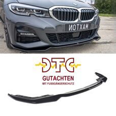 Frontlippe V.2 Maxton Schwarz Glanz Gutachten Fussgängerschutz BMW 3er G20 G21 M-Paket Vorfacelift