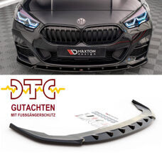 Frontspoiler V.2 Maxton Schwarz Glanz Gutachten Fussgängerschutz BMW 2er F44 M-Paket Frontlippe