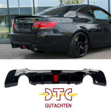 Heckdiffusor 1+1 Rohr BMW E92 E93 M-Paket 335i 335d 2006-2013 Schwarz Glanz Diffusor + DTC CH-Gutachten