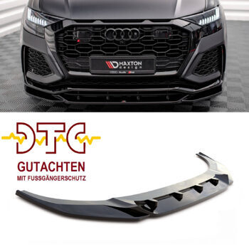 Frontlippe V.2 Maxton Schwarz Glanz Gutachten Fussgängerschutz Audi RSQ8 MK1 Frontspoiler